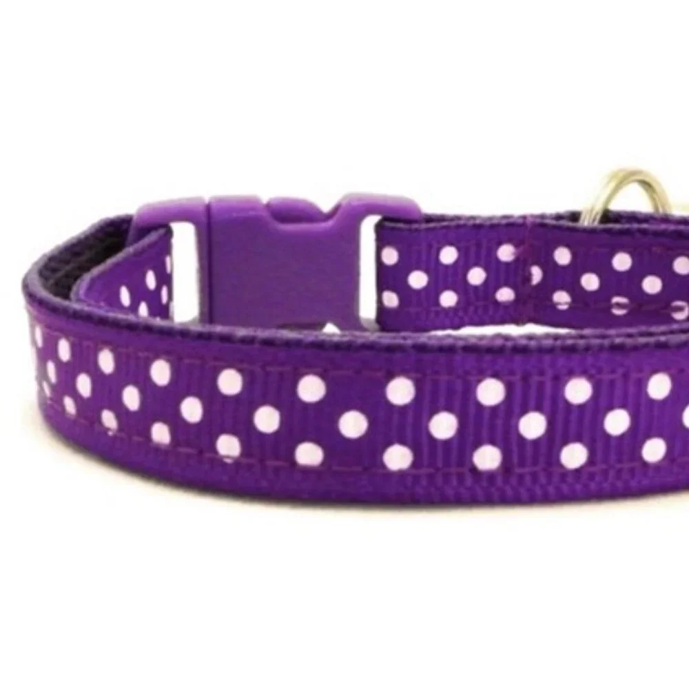 NEW Lot of 2x Polka-Dot Adjustable Pet Collars w/ Bell - Multiple Colors Avail!